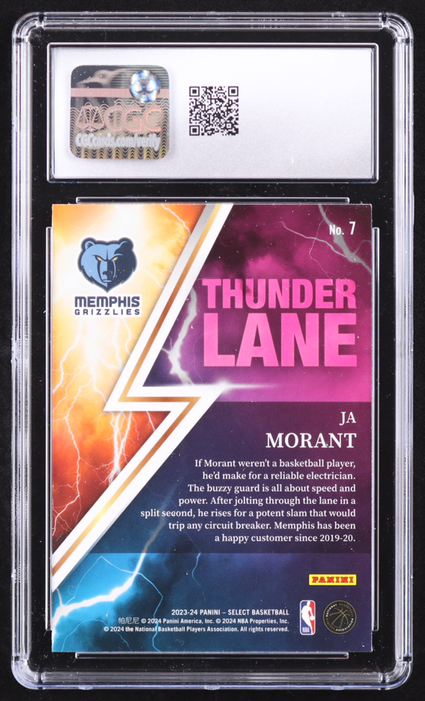 Ja Morant 2023-24 Select Thunder Lane Silver #7 (CGC 9.5) at PristineAuction.com Ja Morant 2023-24 Select Thunder Lane Silver #7 (CGC 9.5) at PristineAuction.com