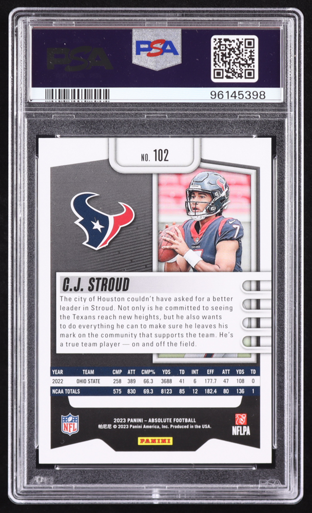 CJ Stroud 2023 Absolute #102 RC (PSA 10) at PristineAuction.com CJ Stroud 2023 Absolute #102 RC (PSA 10) at PristineAuction.com
