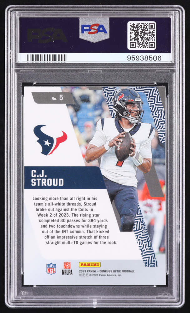CJ Stroud 2023 Donruss Optic Rookie Primary Colors #5 RC (PSA 10) at PristineAuction.com CJ Stroud 2023 Donruss Optic Rookie Primary Colors #5 RC (PSA 10) at PristineAuction.com