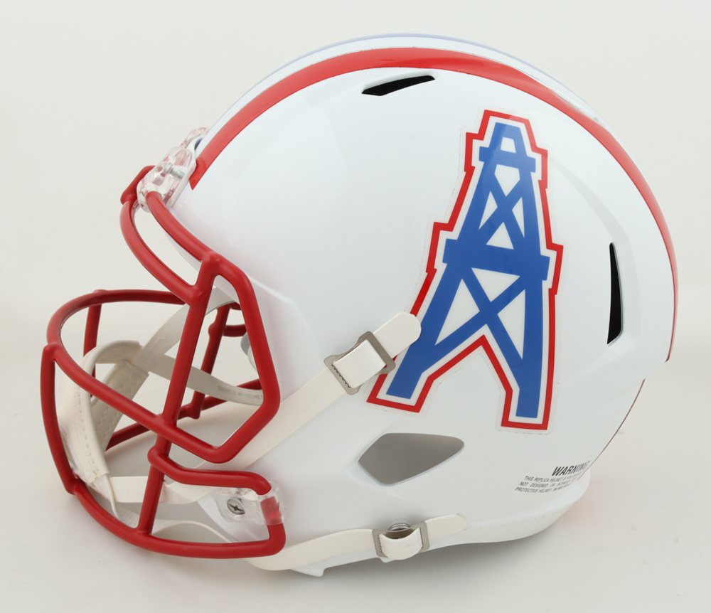 Earl Campbell Signed Oilers Full-Size Speed Helmet Inscribed "HOF 91" (Beckett) at PristineAuction.com Earl Campbell Signed Oilers Full-Size Speed Helmet Inscribed "HOF 91" (Beckett) at PristineAuction.com