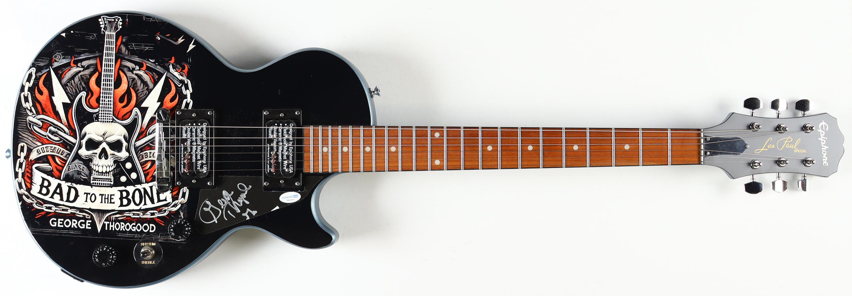 George Thorogood Signed Epiphone Les Paul Electric Guitar (ACOA) at PristineAuction.com George Thorogood Signed Epiphone Les Paul Electric Guitar (ACOA) at PristineAuction.com