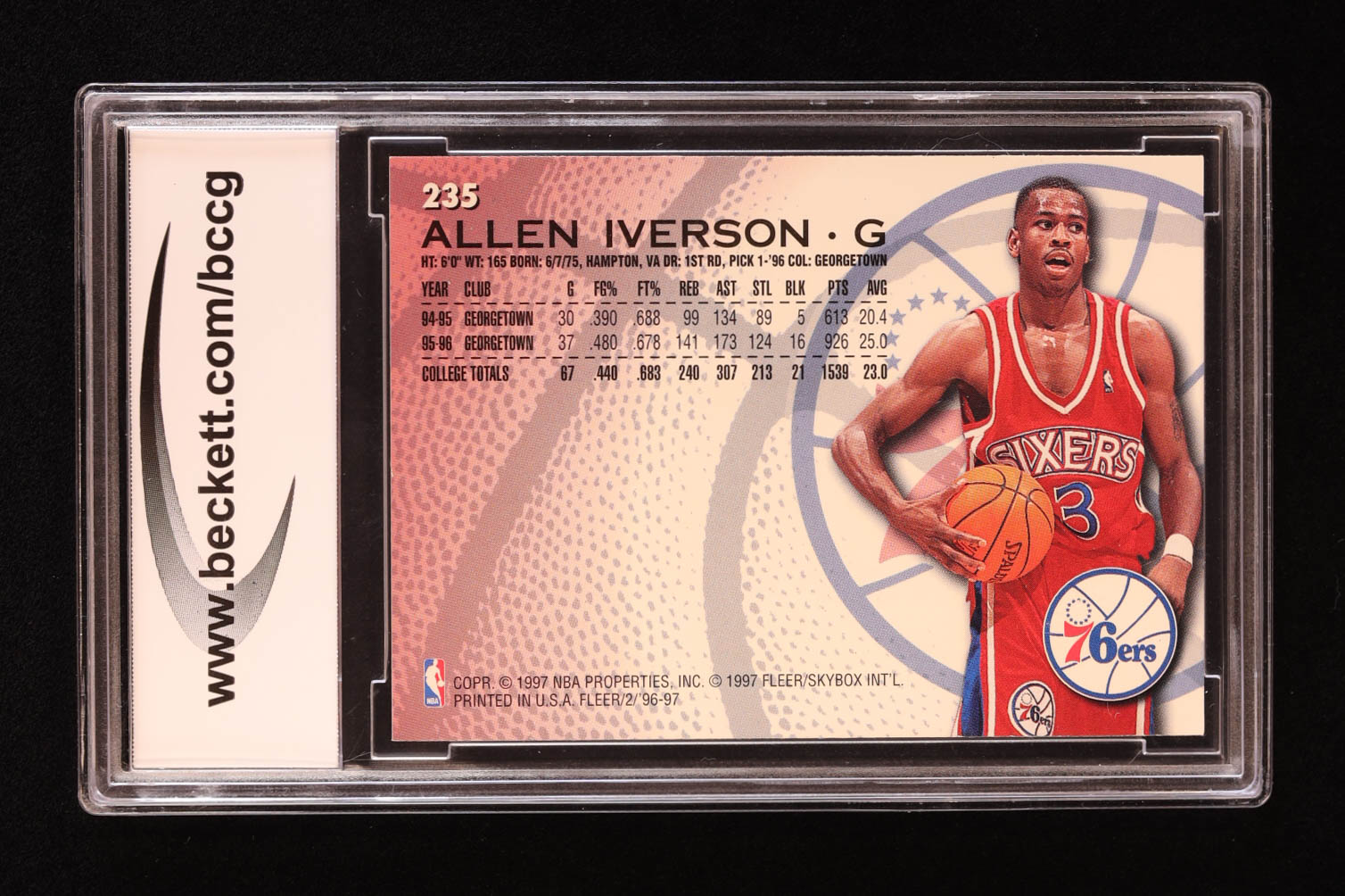 Allen Iverson 1996-97 Fleer #235 RC (BCCG 9) at PristineAuction.com Allen Iverson 1996-97 Fleer #235 RC (BCCG 9) at PristineAuction.com