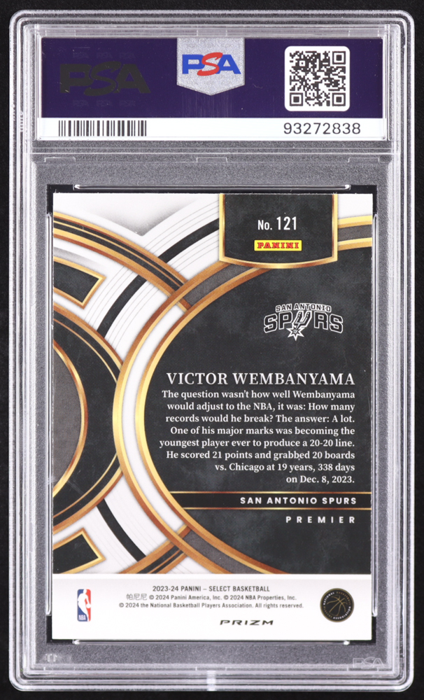 Victor Wembanyama 2023-24 Select Prizms Silver #121 RC (PSA 10) at PristineAuction.com Victor Wembanyama 2023-24 Select Prizms Silver #121 RC (PSA 10) at PristineAuction.com