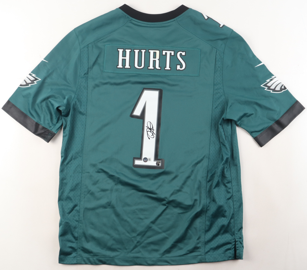 Jalen Hurts Signed Nike Eagles Jersey (Beckett & Hurts) at PristineAuction.com Jalen Hurts Signed Nike Eagles Jersey (Beckett & Hurts) at PristineAuction.com