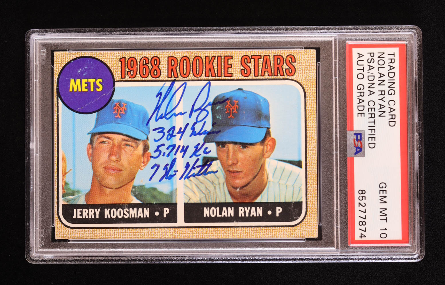 Nolan Ryan Signed 1968 Topps #177 Rookie Stars / Jerry Koosman / Nolan Ryan RC with Multiple Inscriptions (PSA | Autograph Graded PSA 10) at PristineAuction.com Nolan Ryan Signed 1968 Topps #177 Rookie Stars / Jerry Koosman / Nolan Ryan RC with Multiple Inscriptions (PSA | Autograph Graded PSA 10) at PristineAuction.com
