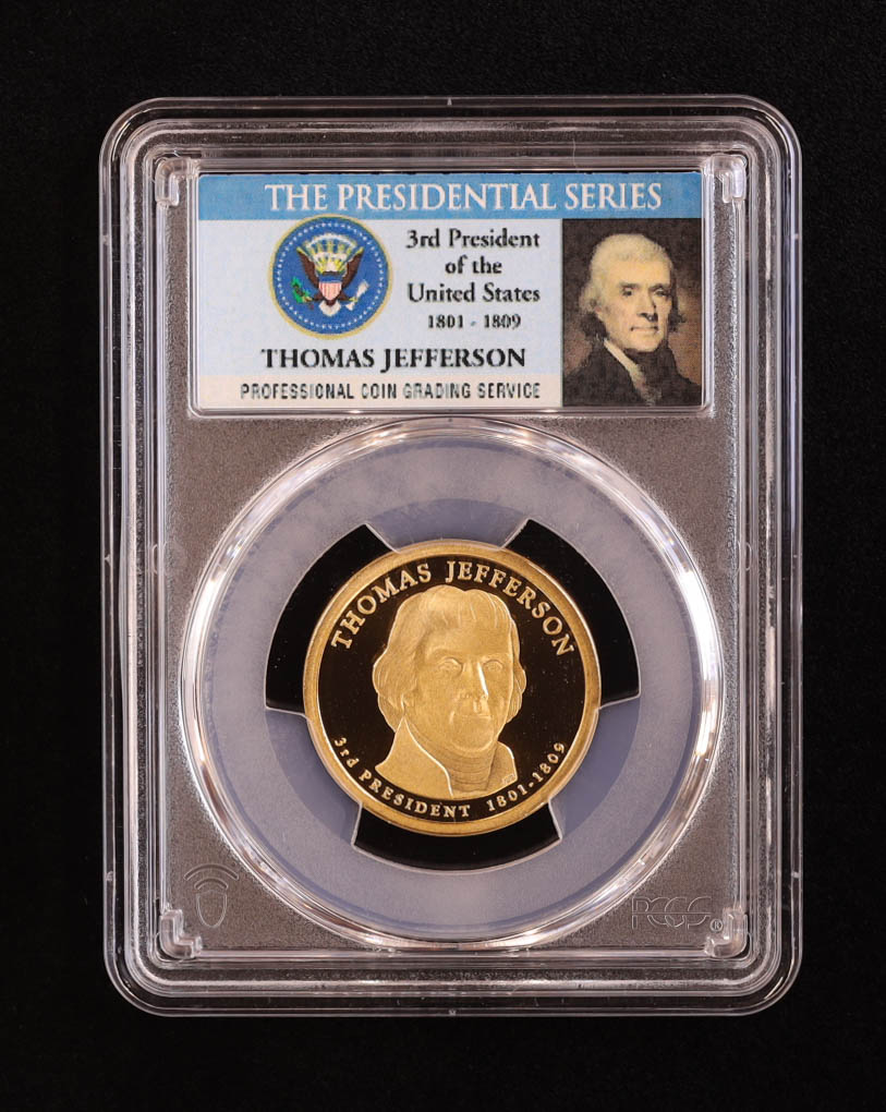 2007-S U.S. Presidential Proof $1 Coin - Thomas Jefferson 3rd President (PCGS PR69DCAM) at PristineAuction.com 2007-S U.S. Presidential Proof $1 Coin - Thomas Jefferson 3rd President (PCGS PR69DCAM) at PristineAuction.com