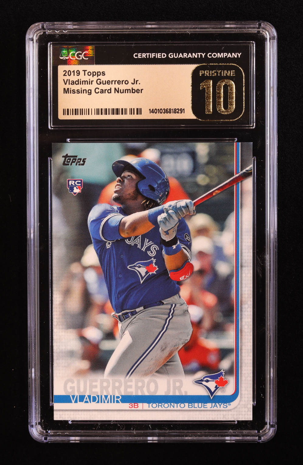 Vladimir Guerrero Jr. 2019 Topps #NNO RC (CGC 10 | Pristine Black Label) at PristineAuction.com Vladimir Guerrero Jr. 2019 Topps #NNO RC (CGC 10 | Pristine Black Label) at PristineAuction.com