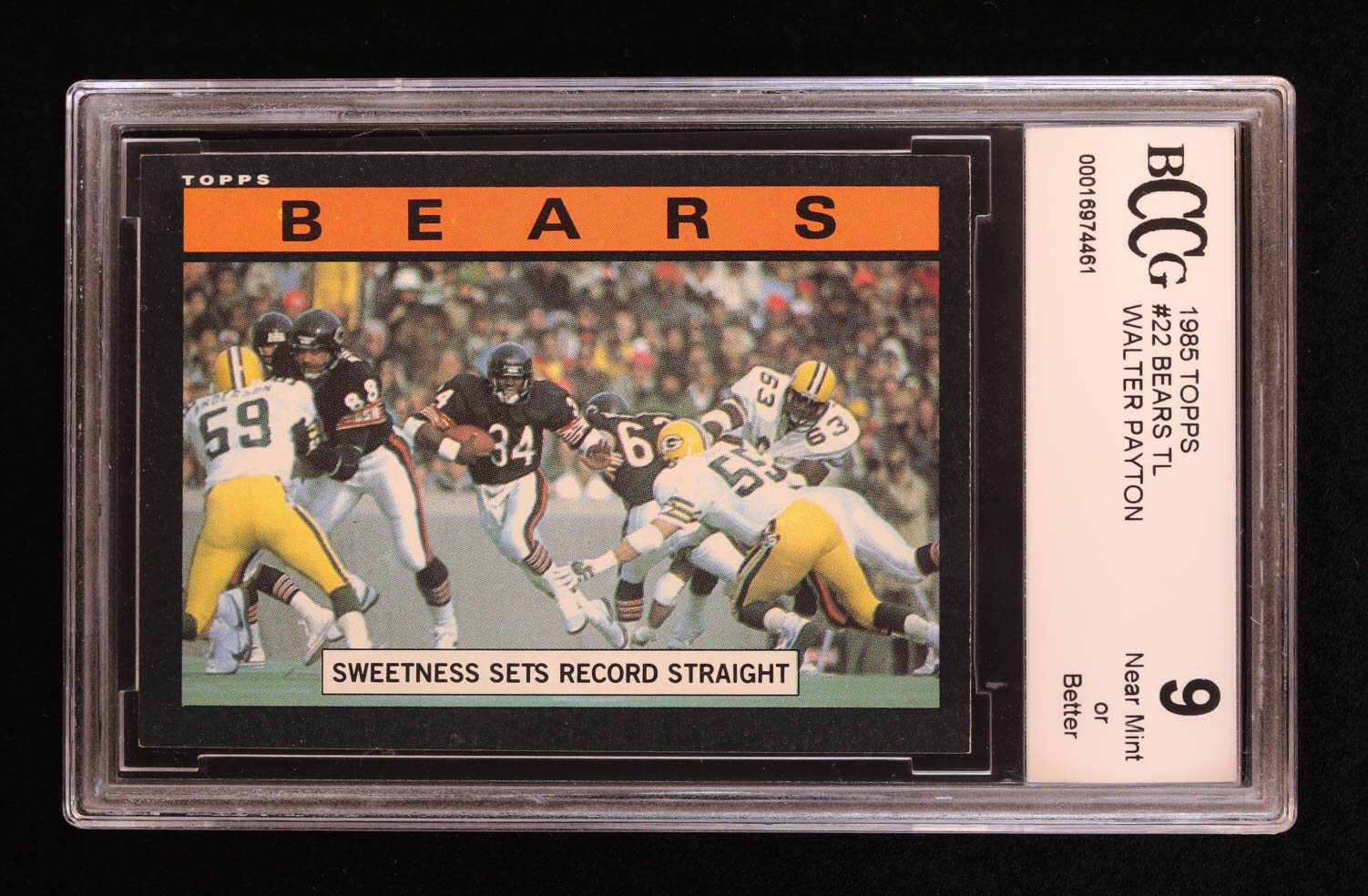 Walter Payton 1985 Topps #22 Bears TL (BCCG 9) at PristineAuction.com Walter Payton 1985 Topps #22 Bears TL (BCCG 9) at PristineAuction.com
