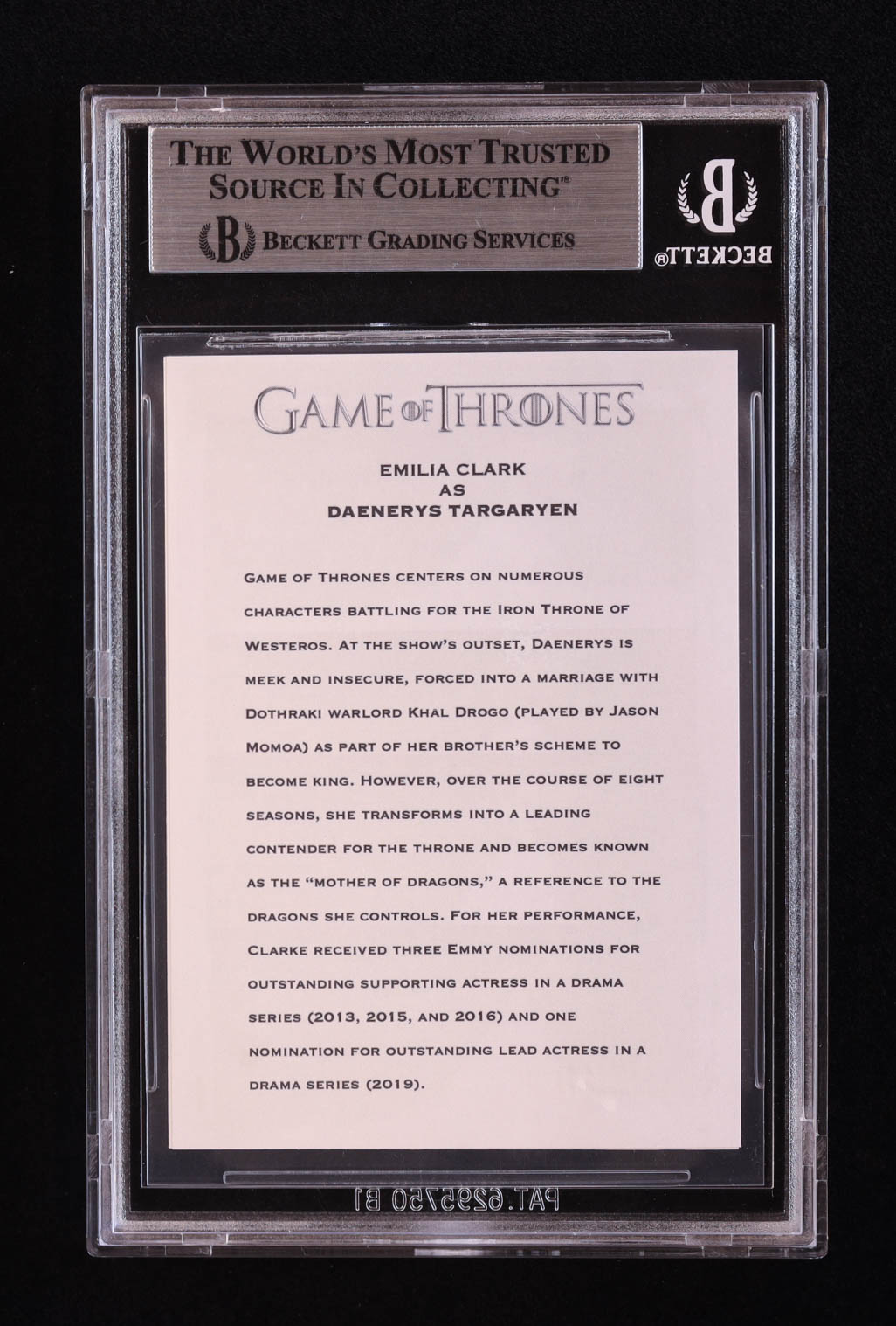 Emilia Clarke Signed "Game of Thrones" Custom Trading Card (BGS) at PristineAuction.com Emilia Clarke Signed "Game of Thrones" Custom Trading Card (BGS) at PristineAuction.com