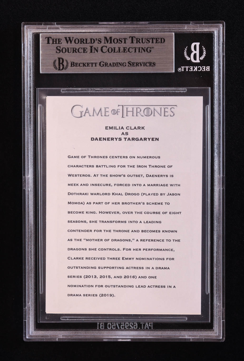 Emilia Clarke Signed "Game of Thrones" Custom Trading Card (BGS) at PristineAuction.com Emilia Clarke Signed "Game of Thrones" Custom Trading Card (BGS) at PristineAuction.com