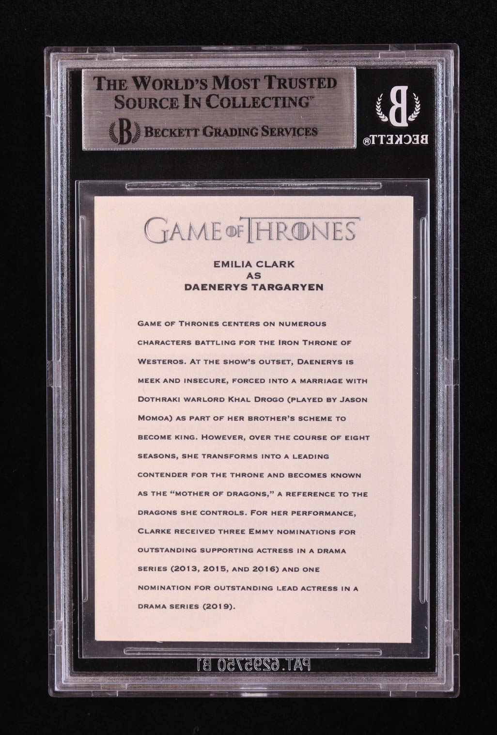 Emilia Clarke Signed "Game of Thrones" Custom Trading Card (BGS) at PristineAuction.com Emilia Clarke Signed "Game of Thrones" Custom Trading Card (BGS) at PristineAuction.com