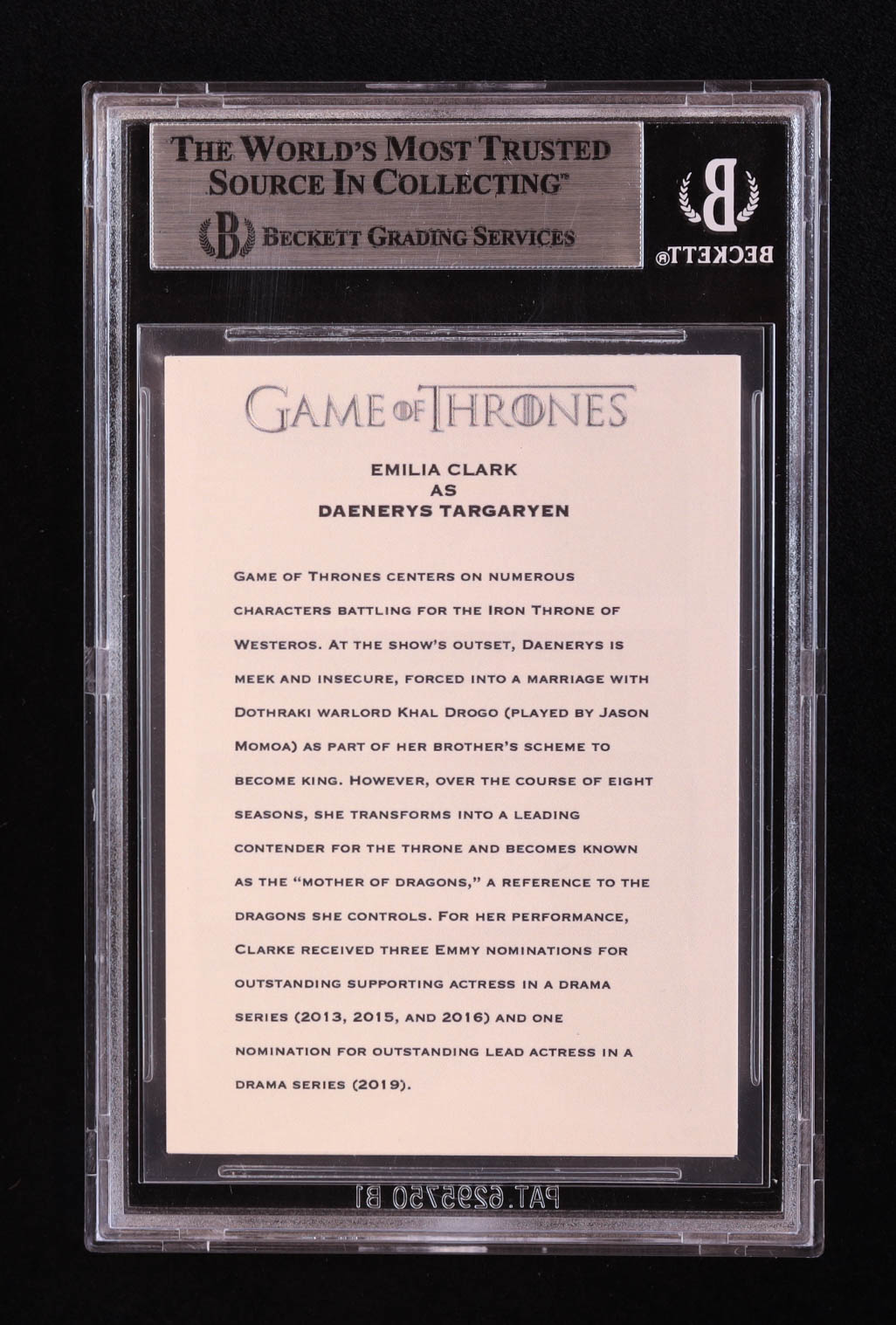 Emilia Clarke Signed "Game of Thrones" Custom Trading Card (BGS) at PristineAuction.com Emilia Clarke Signed "Game of Thrones" Custom Trading Card (BGS) at PristineAuction.com