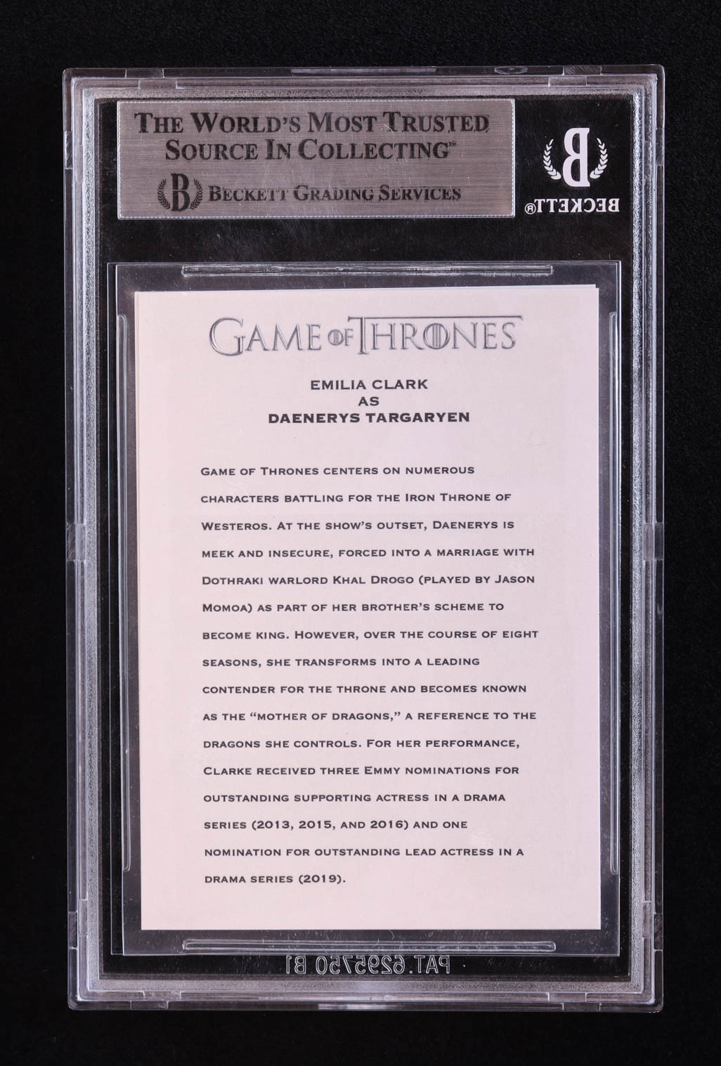 Emilia Clarke Signed "Game of Thrones" Custom Trading Card (BGS) at PristineAuction.com Emilia Clarke Signed "Game of Thrones" Custom Trading Card (BGS) at PristineAuction.com