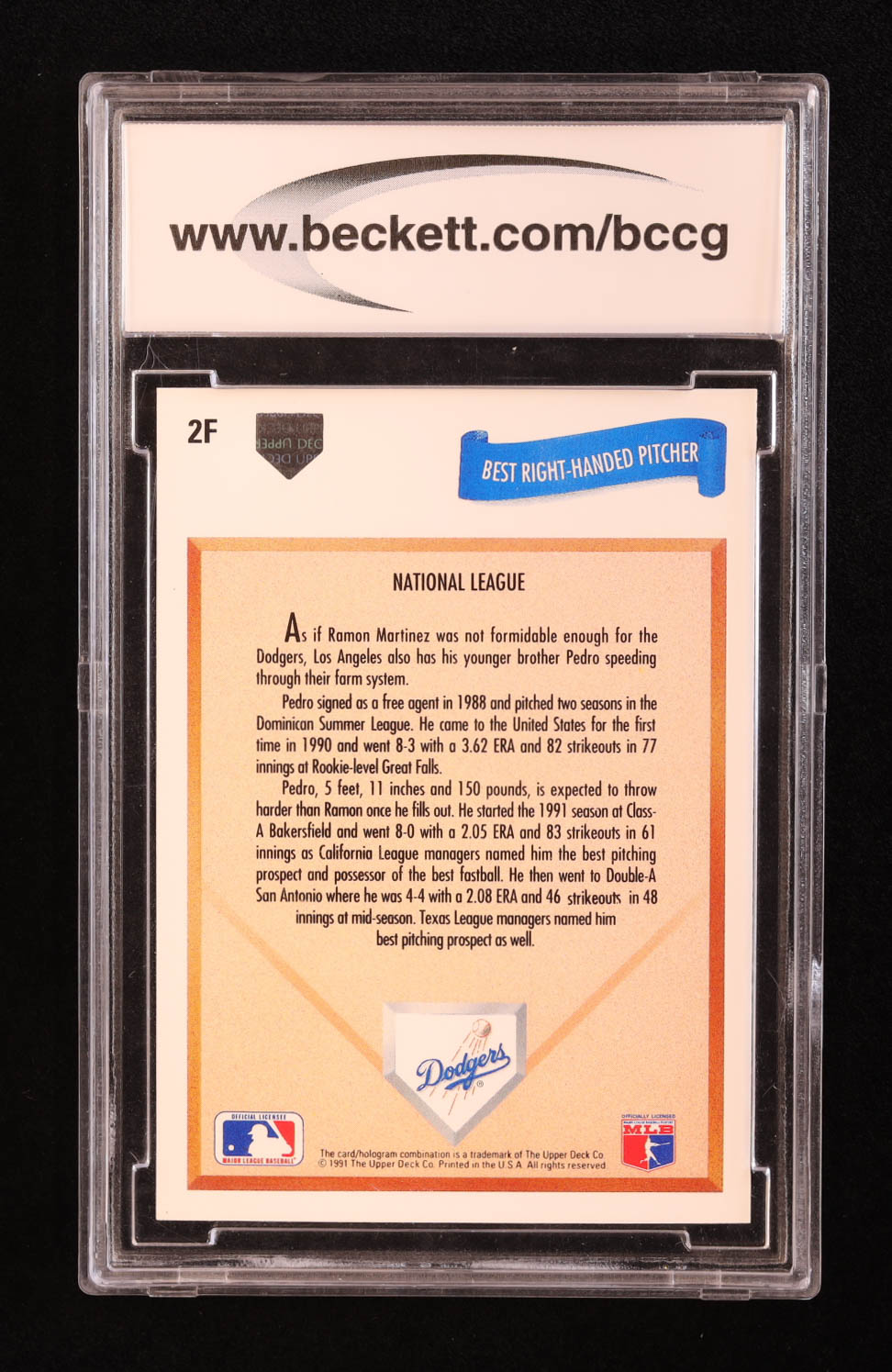 Pedro Martinez 1991 Upper Deck Final Edition #2F RC (BCCG 10) at PristineAuction.com Pedro Martinez 1991 Upper Deck Final Edition #2F RC (BCCG 10) at PristineAuction.com