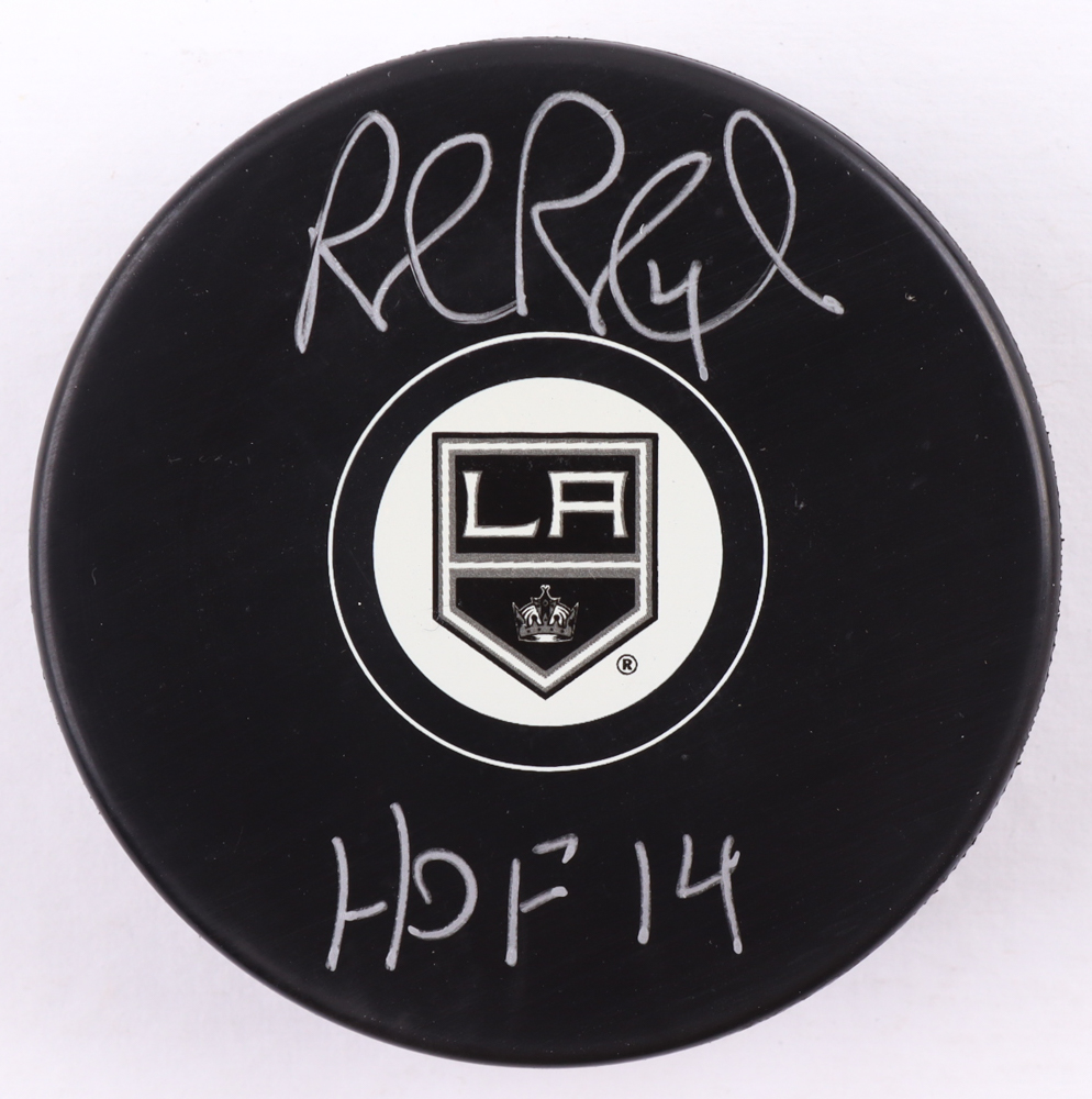 Rob Blake Signed Kings Logo Hockey Puck Inscribed "HOF 14" (COJO) at PristineAuction.com Rob Blake Signed Kings Logo Hockey Puck Inscribed "HOF 14" (COJO) at PristineAuction.com