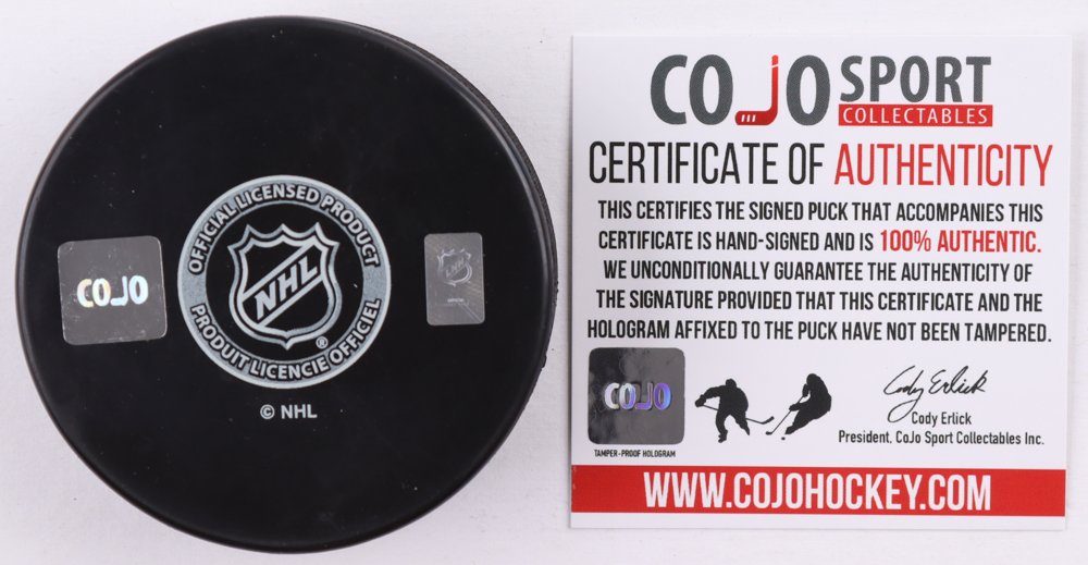 Rob Blake Signed Kings Logo Hockey Puck Inscribed "HOF 14" (COJO) at PristineAuction.com Rob Blake Signed Kings Logo Hockey Puck Inscribed "HOF 14" (COJO) at PristineAuction.com