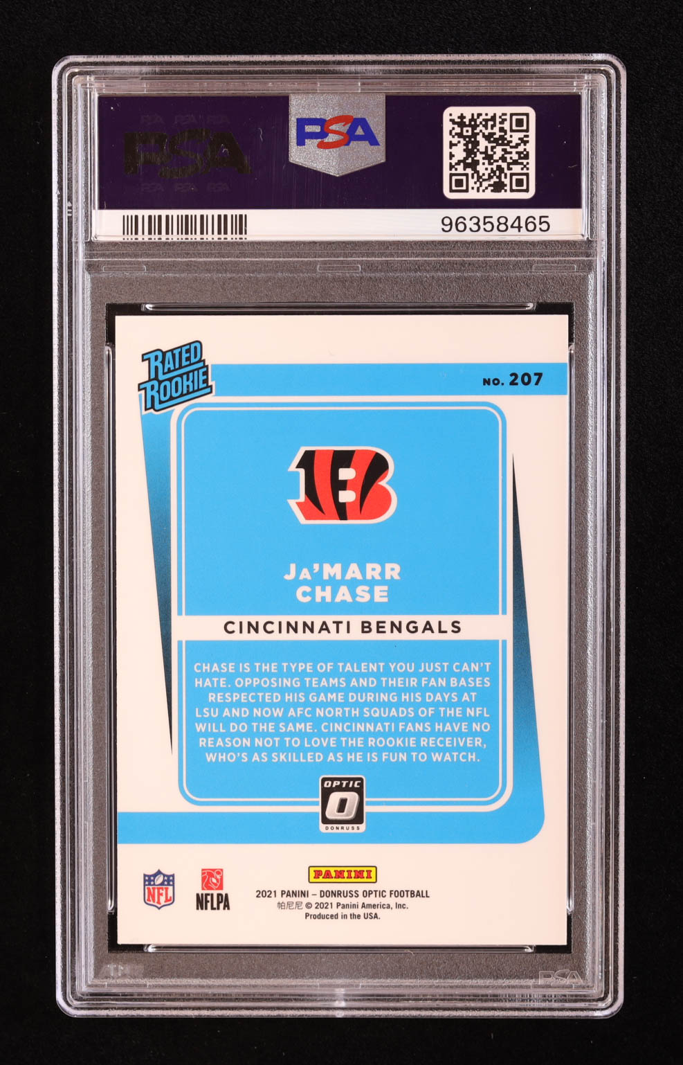 Ja'Marr Chase 2021 Donruss Optic #207 RR RC (PSA 10) at PristineAuction.com Ja'Marr Chase 2021 Donruss Optic #207 RR RC (PSA 10) at PristineAuction.com