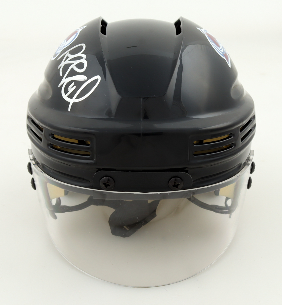 Rob Blake Signed Avalanche Mini Hockey Helmet Inscribed "2001 SC Champs