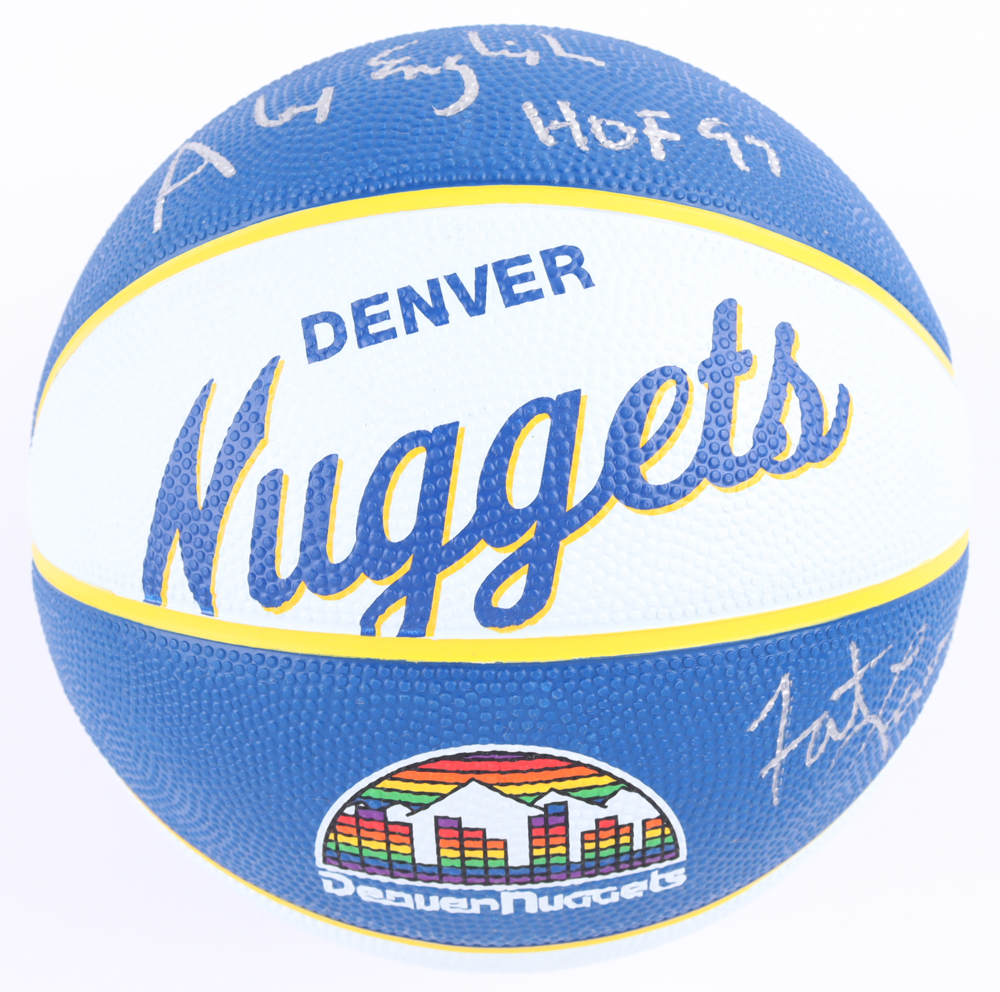 Alex English & Fat Lever Signed Nuggets Logo Mini Basketball Inscribed "HOF 97" (JSA) at PristineAuction.com Alex English & Fat Lever Signed Nuggets Logo Mini Basketball Inscribed "HOF 97" (JSA) at PristineAuction.com
