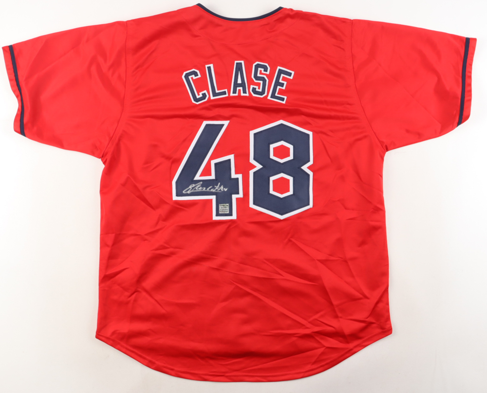 Emmanuel Clase Signed Jersey (Playball Ink) at PristineAuction.com Emmanuel Clase Signed Jersey (Playball Ink) at PristineAuction.com