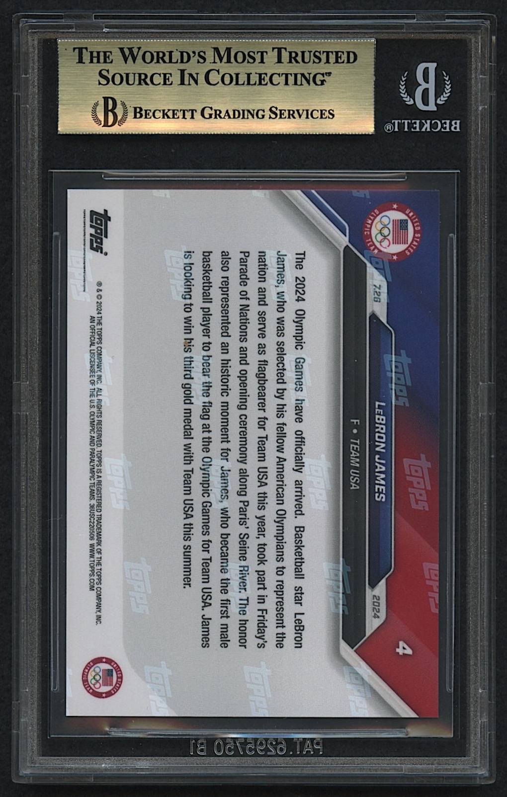 LeBron James 2024 Topps Now | Olympic Games | Team USA #4 (BGS 10) at PristineAuction.com LeBron James 2024 Topps Now | Olympic Games | Team USA #4 (BGS 10) at PristineAuction.com