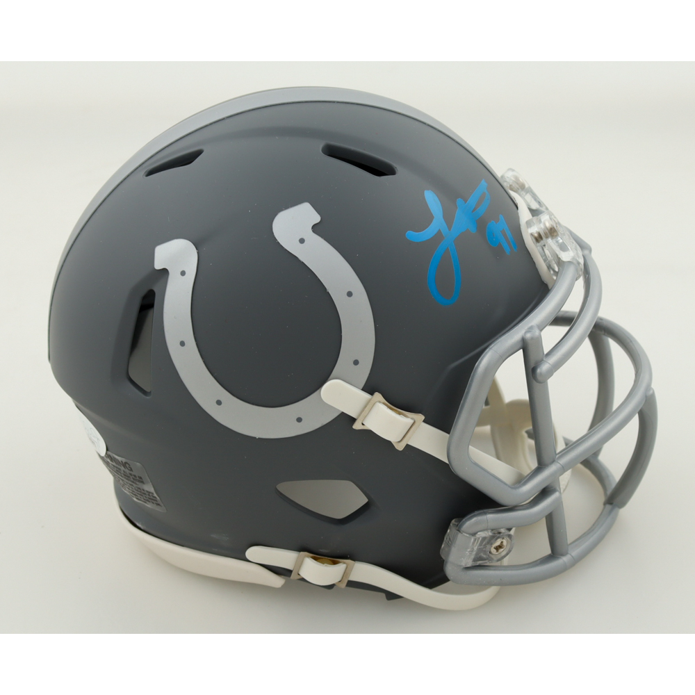 Laiatu Latu Signed Colts Slate Alternate Speed Mini Helmet (JSA) at PristineAuction.com