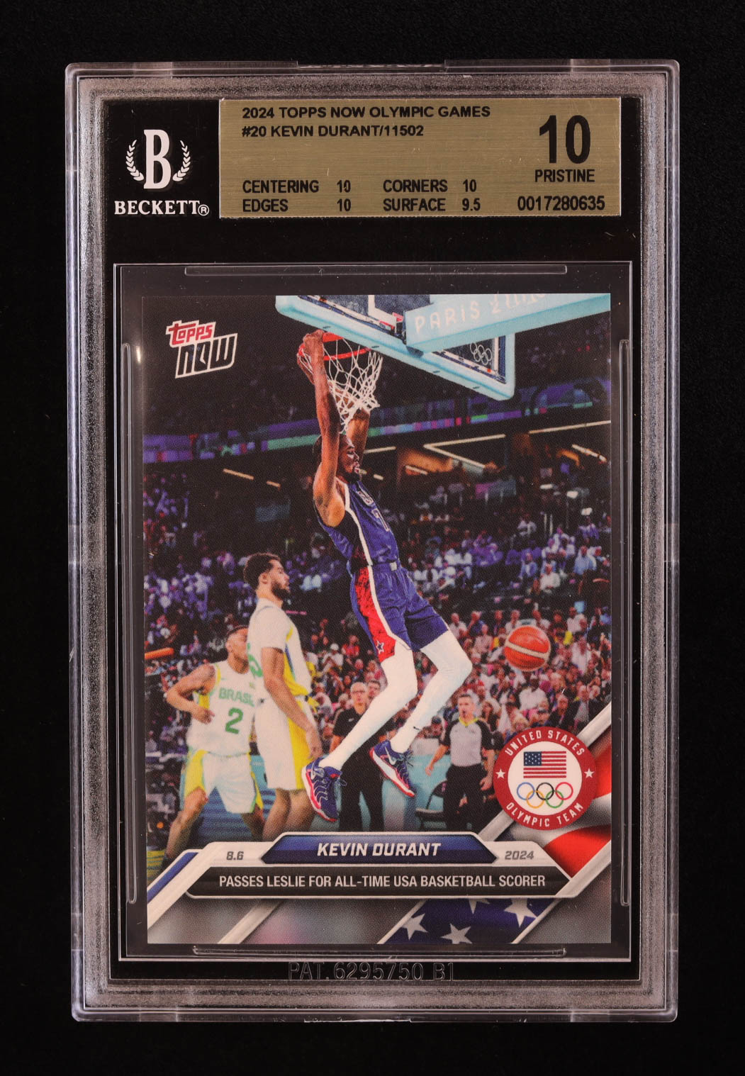 Kevin Durant 2024 Topps Now Olympic Games #20 (BGS 10) at PristineAuction.com Kevin Durant 2024 Topps Now Olympic Games #20 (BGS 10) at PristineAuction.com