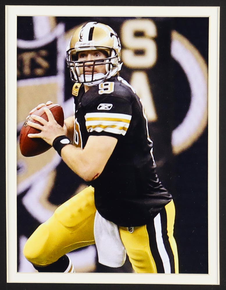 Drew Brees Custom Framed Jersey With Super Bowl Official XLIV Pin (2) Cloth Team Logo Patches at PristineAuction.com Drew Brees Custom Framed Jersey With Super Bowl Official XLIV Pin (2) Cloth Team Logo Patches at PristineAuction.com