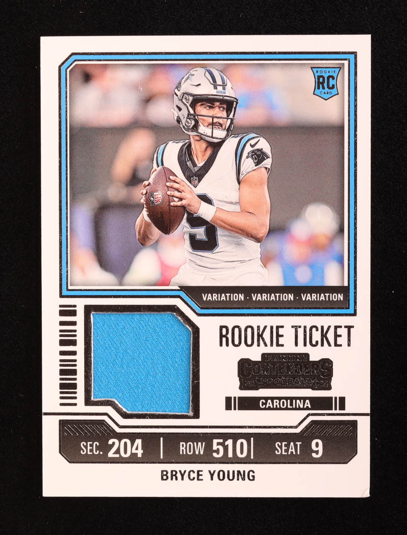 Bryce Young 2023 Panini Contenders Rookie Ticket Swatches Variation #41 RC at PristineAuction.com Bryce Young 2023 Panini Contenders Rookie Ticket Swatches Variation #41 RC at PristineAuction.com