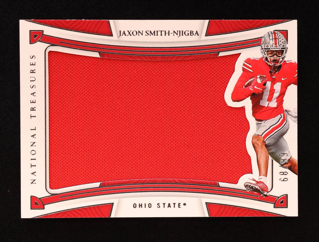 Jaxon Smith-Njigba 2023 Panini National Treasures Collegiate Silhouettes Jerseys #JSN RC #68/99 at PristineAuction.com Jaxon Smith-Njigba 2023 Panini National Treasures Collegiate Silhouettes Jerseys #JSN RC #68/99 at PristineAuction.com