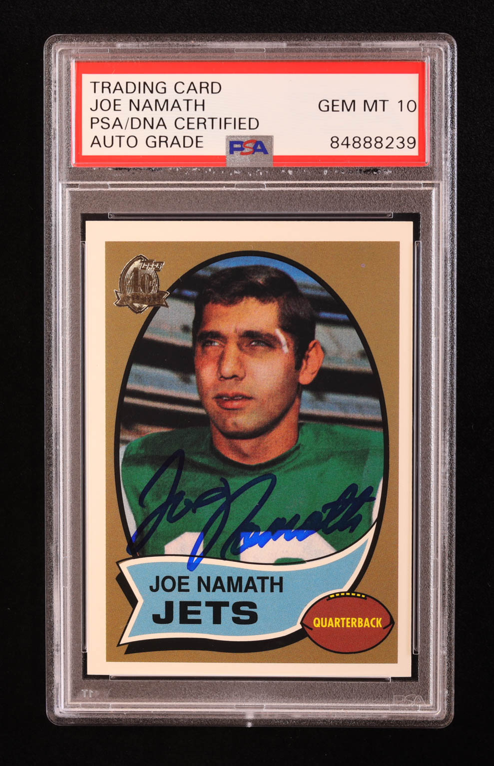 Joe Namath Signed 1996 Topps Namath Reprints #6 / 1970 (PSA | Autograph Graded PSA 10) at PristineAuction.com Joe Namath Signed 1996 Topps Namath Reprints #6 / 1970 (PSA | Autograph Graded PSA 10) at PristineAuction.com