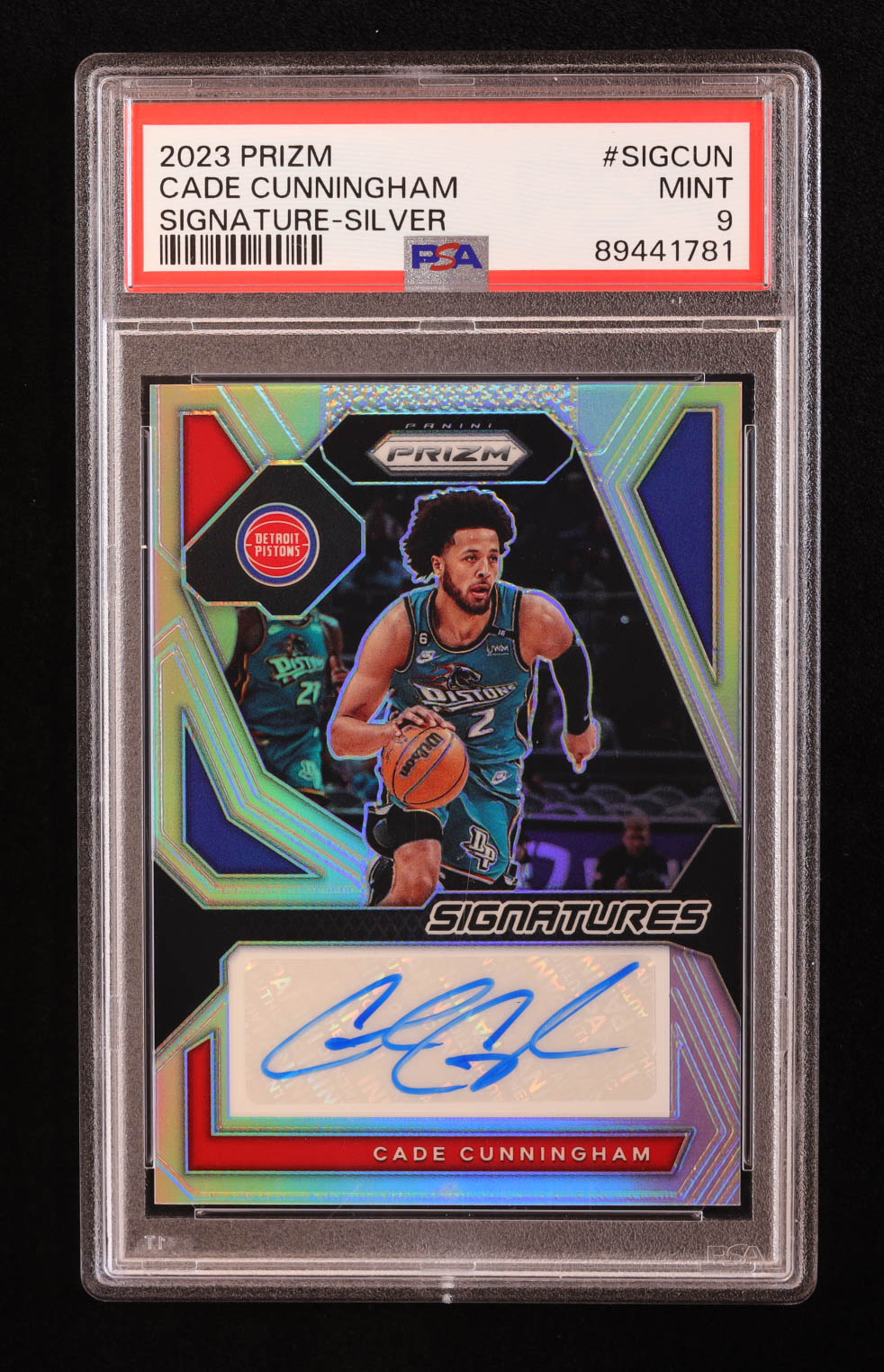 Cade Cunningham 2023 Panini Prizm Signatures Silver #SIGCUN (PSA 9) at PristineAuction.com Cade Cunningham 2023 Panini Prizm Signatures Silver #SIGCUN (PSA 9) at PristineAuction.com