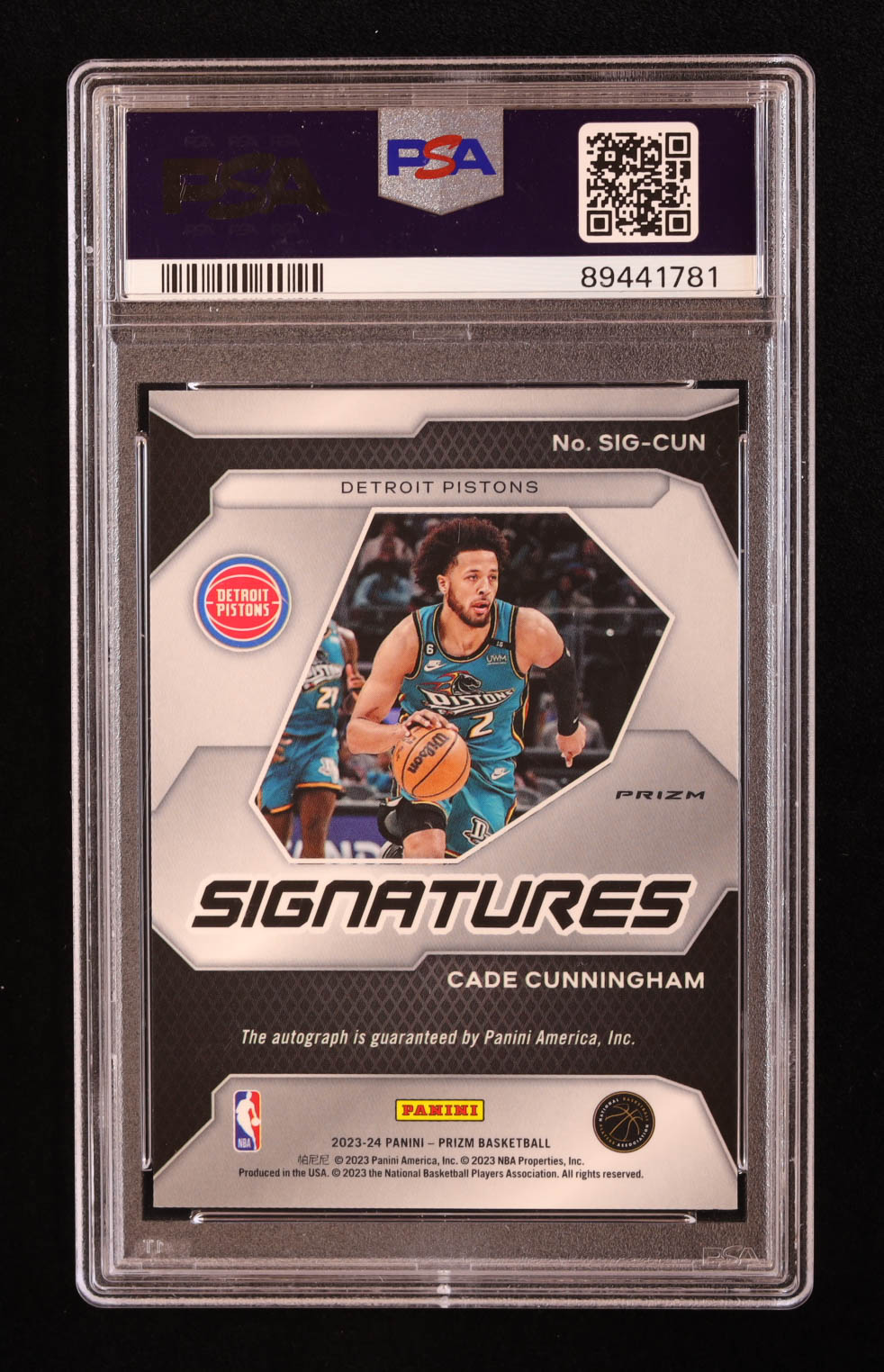 Cade Cunningham 2023 Panini Prizm Signatures Silver #SIGCUN (PSA 9) at PristineAuction.com Cade Cunningham 2023 Panini Prizm Signatures Silver #SIGCUN (PSA 9) at PristineAuction.com