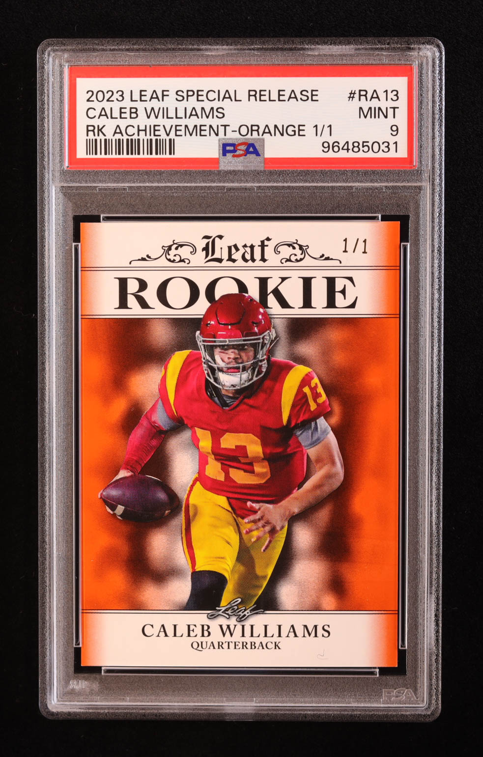 Caleb Williams 2023 Leaf Special Release Rookie Achievement Orange # ...
