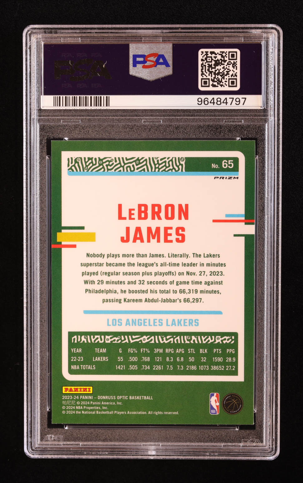 LeBron James 2023-24 Donruss Optic Hyper Pink #65 (PSA 10) at PristineAuction.com LeBron James 2023-24 Donruss Optic Hyper Pink #65 (PSA 10) at PristineAuction.com