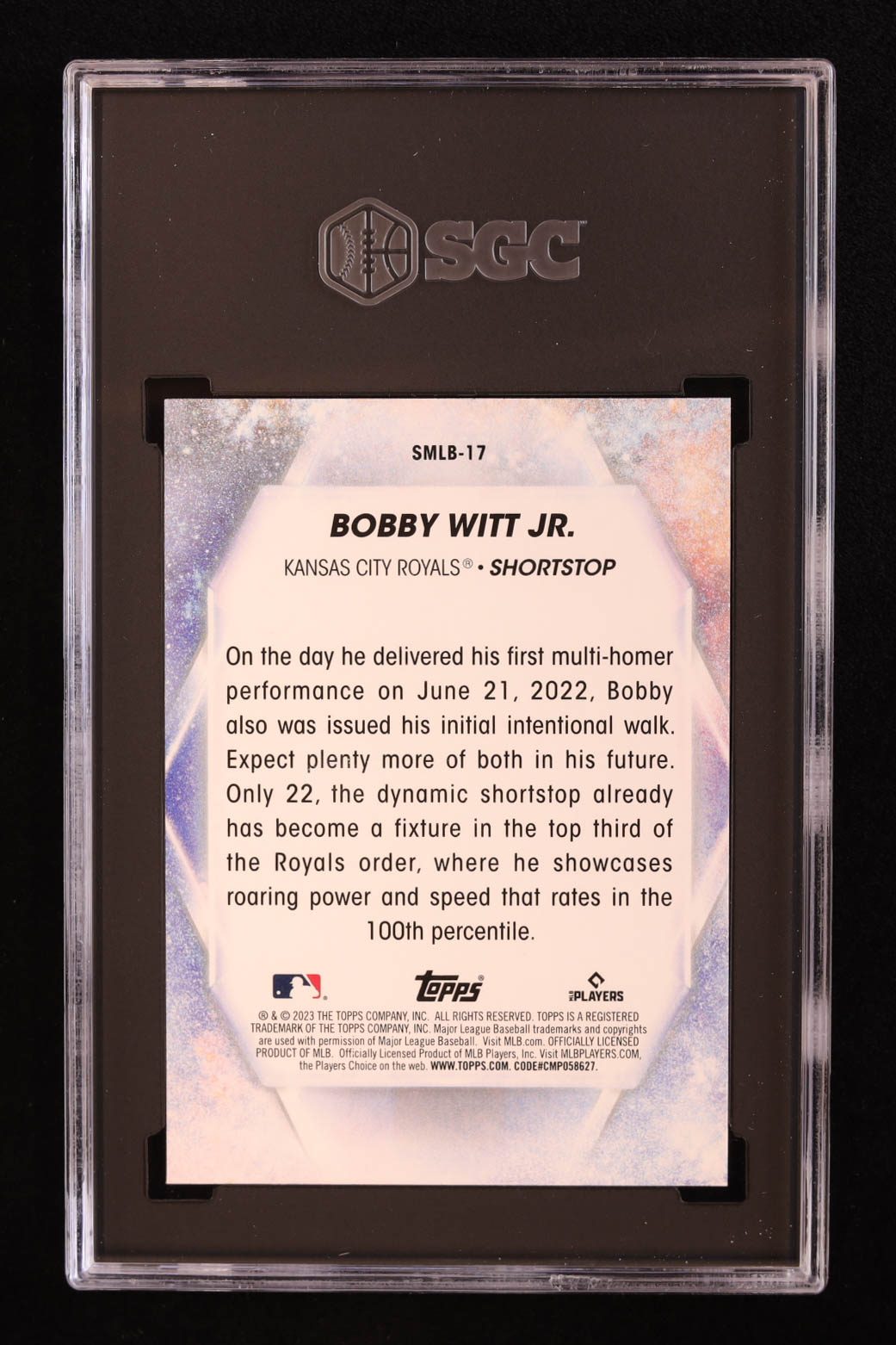 Bobby Witt Jr. 2023 Topps Stars of MLB #SMLB17 (SGC 10) at PristineAuction.com Bobby Witt Jr. 2023 Topps Stars of MLB #SMLB17 (SGC 10) at PristineAuction.com