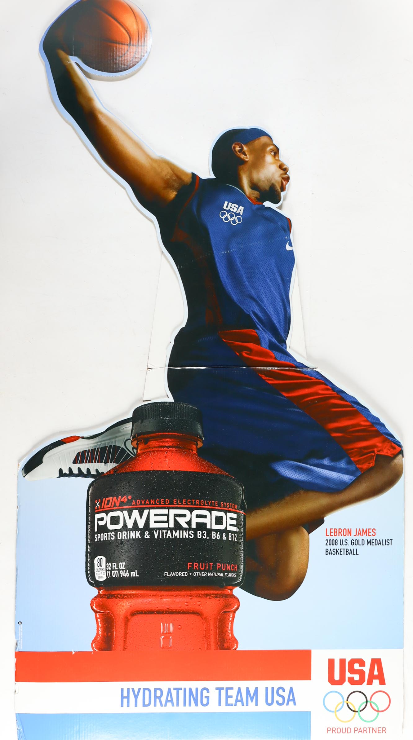 LeBron James 2008 Olympics Team USA Powerade Grocery Store Exclusive Standee at PristineAuction.com LeBron James 2008 Olympics Team USA Powerade Grocery Store Exclusive Standee at PristineAuction.com
