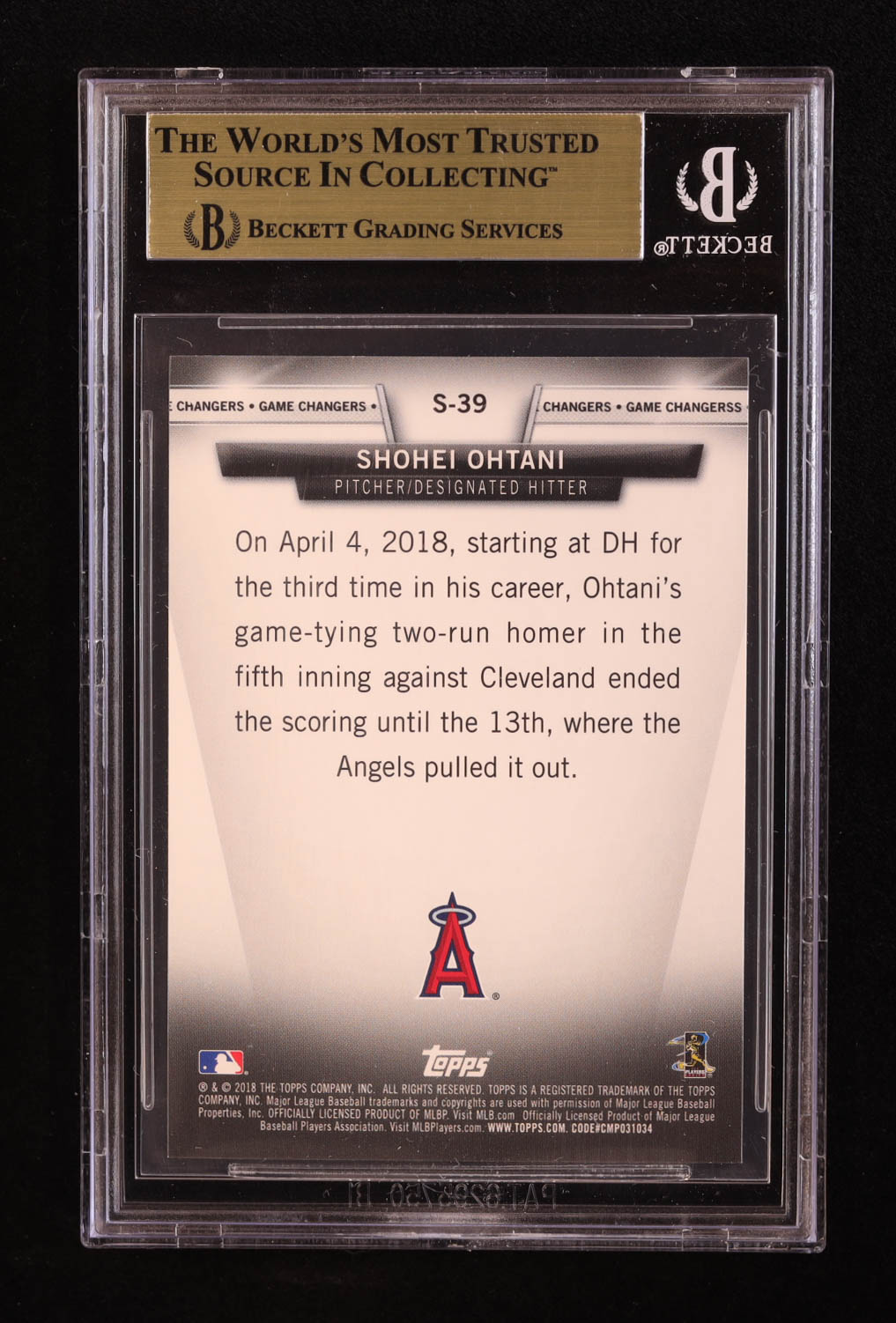 Shohei Ohtani 2018 Topps Update Salute #S39 RC (BGS 9.5) at PristineAuction.com Shohei Ohtani 2018 Topps Update Salute #S39 RC (BGS 9.5) at PristineAuction.com