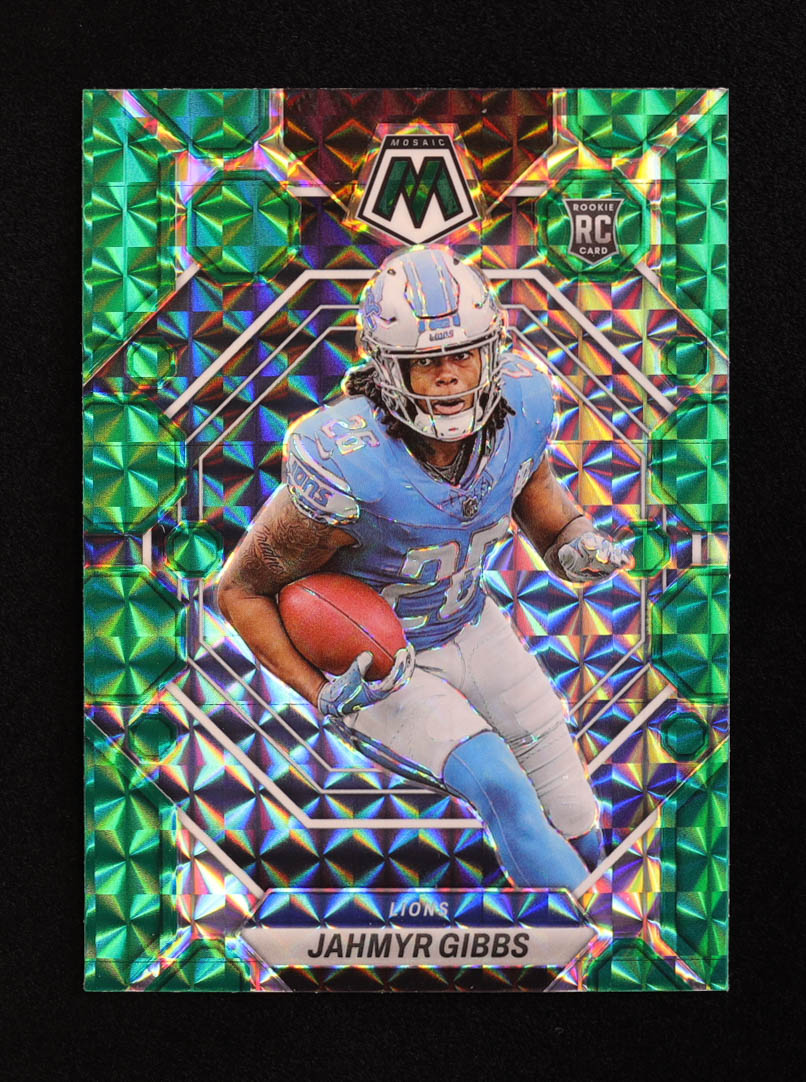Jahmyr Gibbs 2023 Panini Mosaic Mosaic Green #324 RC at PristineAuction.com Jahmyr Gibbs 2023 Panini Mosaic Mosaic Green #324 RC at PristineAuction.com