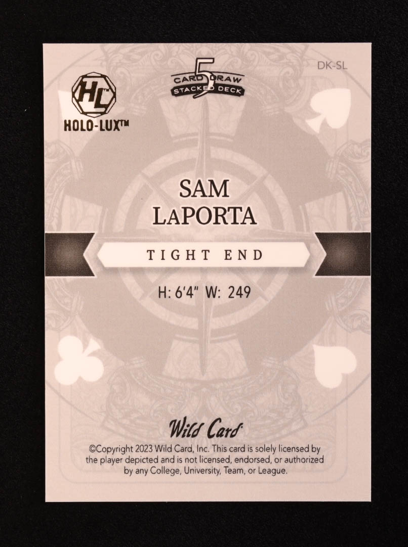 Sam LaPorta 2023 Wild Card 5 Card Draw Stacked Deck King of Hearts Mojo Gold #SL RC #1/1 at PristineAuction.com Sam LaPorta 2023 Wild Card 5 Card Draw Stacked Deck King of Hearts Mojo Gold #SL RC #1/1 at PristineAuction.com