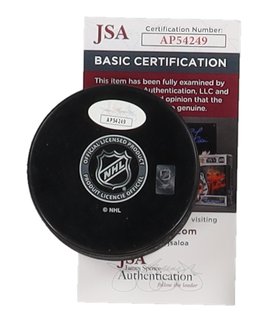 Eddie Mio Signed Oilers Logo Hockey Puck Inscribed "Gretzky Mentor" (JSA) at PristineAuction.com Eddie Mio Signed Oilers Logo Hockey Puck Inscribed "Gretzky Mentor" (JSA) at PristineAuction.com