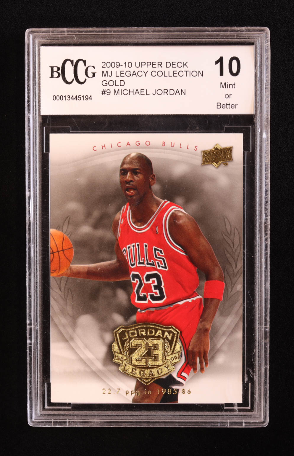 Michael Jordan 2009-10 Upper Deck Michael Jordan Legacy Collection Gold #9 (BCCG 10) at PristineAuction.com Michael Jordan 2009-10 Upper Deck Michael Jordan Legacy Collection Gold #9 (BCCG 10) at PristineAuction.com