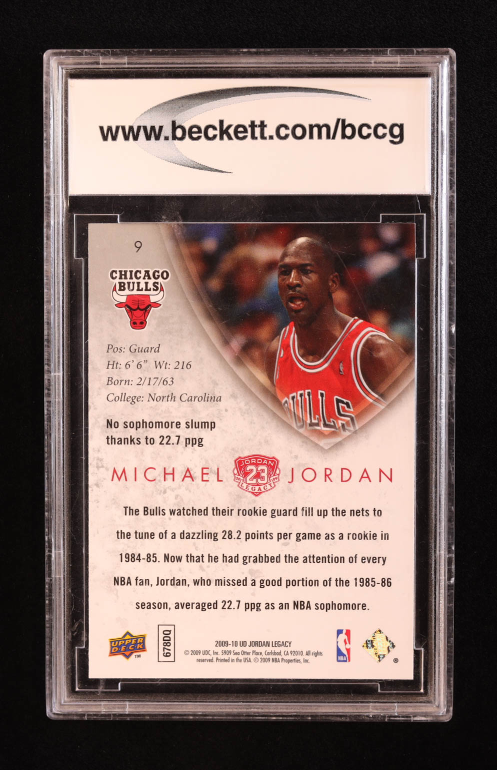 Michael Jordan 2009-10 Upper Deck Michael Jordan Legacy Collection Gold #9 (BCCG 10) at PristineAuction.com Michael Jordan 2009-10 Upper Deck Michael Jordan Legacy Collection Gold #9 (BCCG 10) at PristineAuction.com