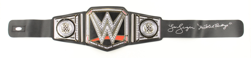 Lex Luger Signed WWE Championship Belt Inscribed "The Total Package" (JSA) at PristineAuction.com Lex Luger Signed WWE Championship Belt Inscribed "The Total Package" (JSA) at PristineAuction.com