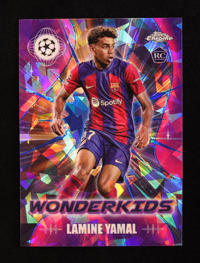 Lamine Yamal 2023-24 Topps Chrome UEFA Club Competitions Wonderkids Sapphire #WK3 RC at PristineAuction.com Lamine Yamal 2023-24 Topps Chrome UEFA Club Competitions Wonderkids Sapphire #WK3 RC at PristineAuction.com