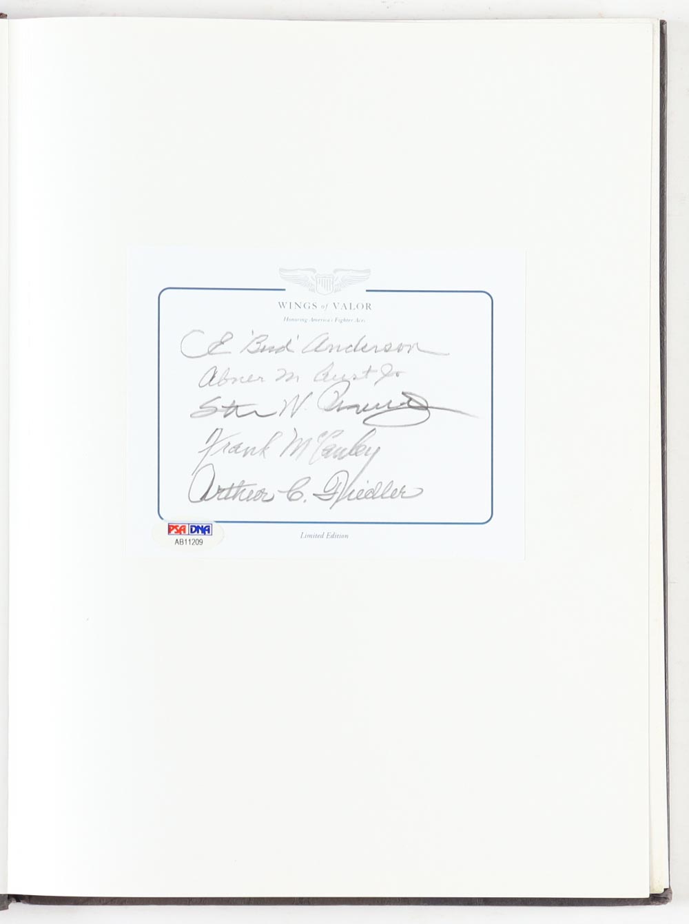 American Fighter Aces Signed Wings of Valor Book (PSA) x 5 WWII Aces at PristineAuction.com American Fighter Aces Signed Wings of Valor Book (PSA) x 5 WWII Aces at PristineAuction.com