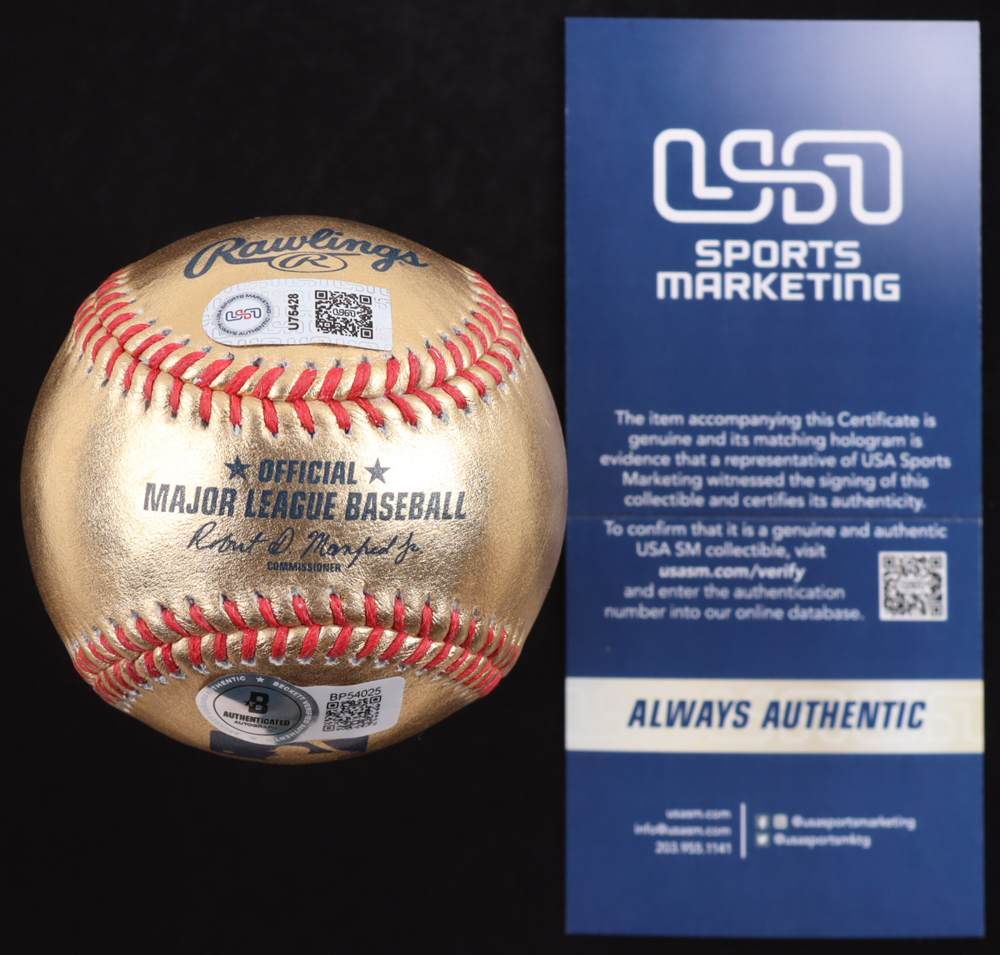 Jesse Winker Signed Gold Leather OML Baseball (Beckett & USA SM) at PristineAuction.com Jesse Winker Signed Gold Leather OML Baseball (Beckett & USA SM) at PristineAuction.com
