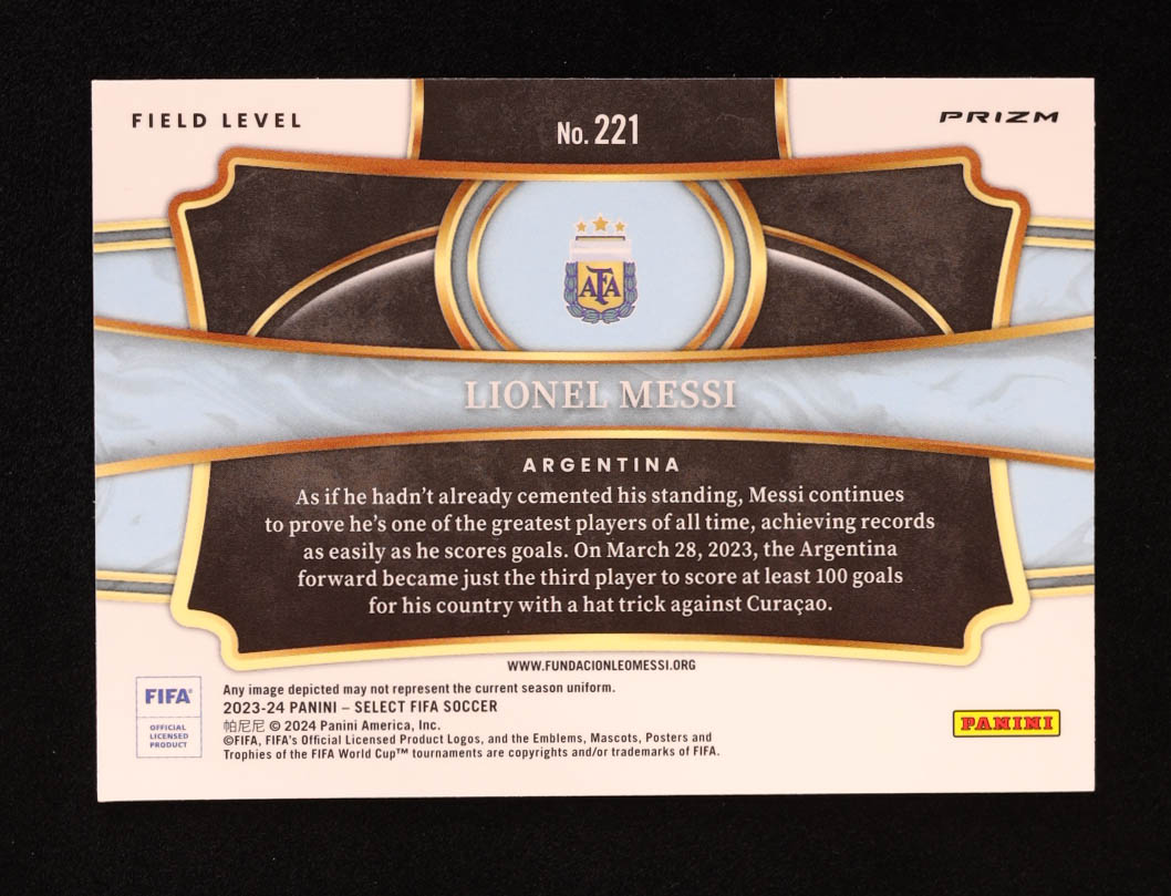 Lionel Messi 2023-24 Select FIFA Multi-Color #221 at PristineAuction.com Lionel Messi 2023-24 Select FIFA Multi-Color #221 at PristineAuction.com