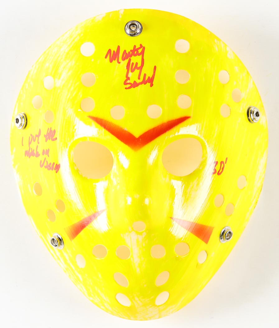 Martin Jay Sadoff Signed Jason "Friday the 13th" Mask Inscribed "30'" & "I Put The Mask On Jason" (JSA) at PristineAuction.com Martin Jay Sadoff Signed Jason "Friday the 13th" Mask Inscribed "30'" & "I Put The Mask On Jason" (JSA) at PristineAuction.com