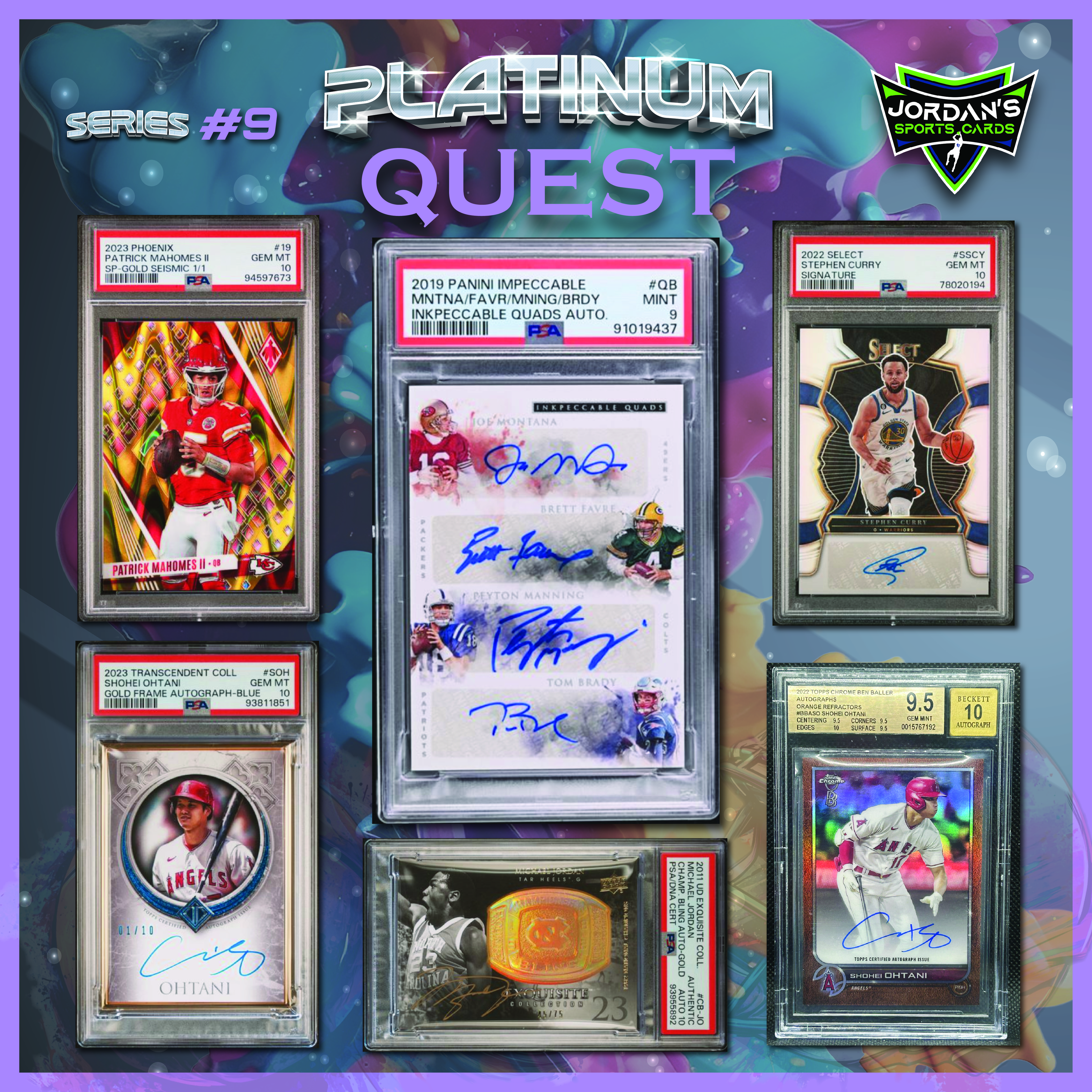 Platinum Quest Series 9 Sports Card Mystery Box Presented by Jordan's Sports Cards - (1) Graded PSA, BGS, or SGC Card Per Pack at PristineAuction.com Platinum Quest Series 9 Sports Card Mystery Box Presented by Jordan's Sports Cards - (1) Graded PSA, BGS, or SGC Card Per Pack at PristineAuction.com